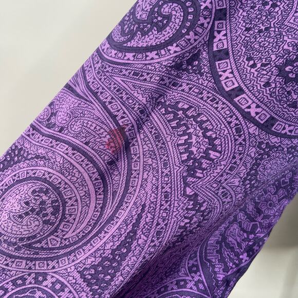 Vintage Salvatore Ferragamo Paisley Blouse Purple Silk 80s Work Boho Size 10 - Picture 9 of 15